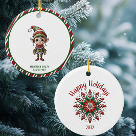 Adorno De Cerámica Navidades Elf Personalizado Feliz feriado