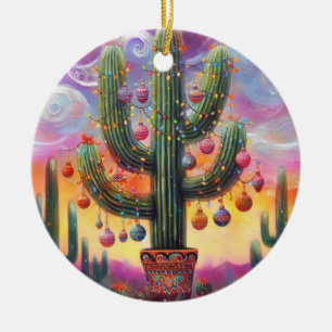 Adorno De Cerámica Navidades en el desierto Saguaro Cactus al suroest