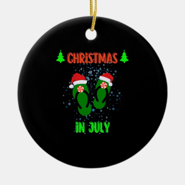 Adorno De Cerámica Navidades en julio Flip Flops Summer con santa Vac (Frente)