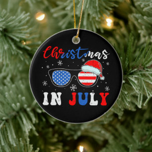 Adorno De Cerámica "Navidades en julio" - Gafas de sol patrióticas