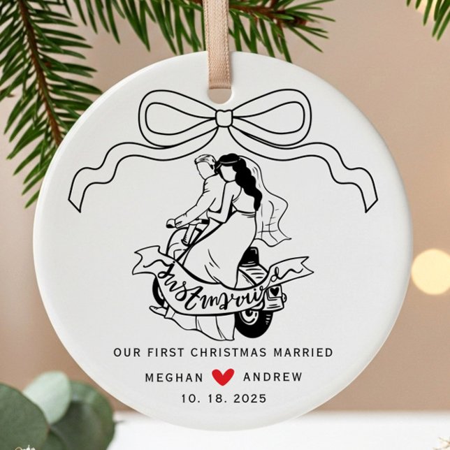 Adorno De Cerámica Navidades en motocicleta Bride & Groom (Subido por el creador)