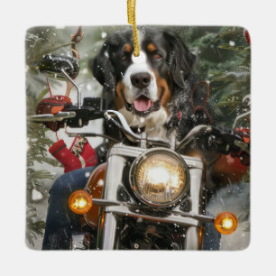 Adorno De Cerámica Navidades en motocicleta del Gran Suizo Montañismo