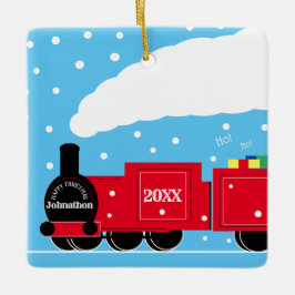 Adorno De Cerámica Navidades en tren de vapor en la nieve
