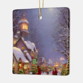 Adorno De Cerámica Navidades en una noche de nieve