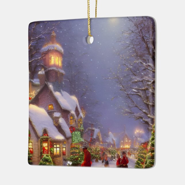 Adorno De Cerámica Navidades en una noche de nieve (Izquierda)