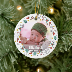 Adorno De Cerámica Navidades enmarcan foto de bebé