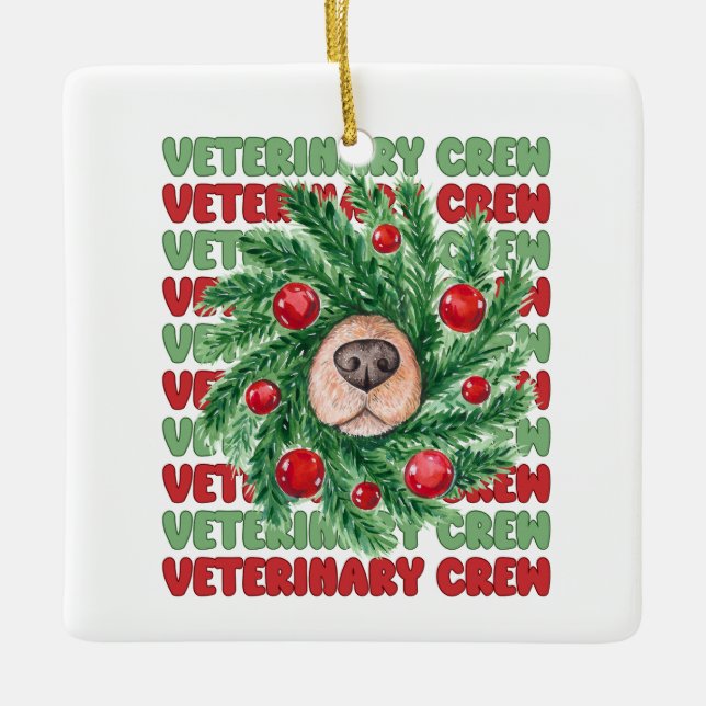 Adorno De Cerámica Navidades Equipo de enfermería de veterinaria Vet  (Anverso)