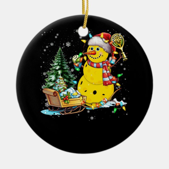 Adorno De Cerámica Navidades escogen a Snowman Santa Hat (Frente)