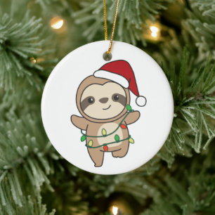 Adorno De Cerámica Navidades eslovacos Animales de invierno Sloths Ce
