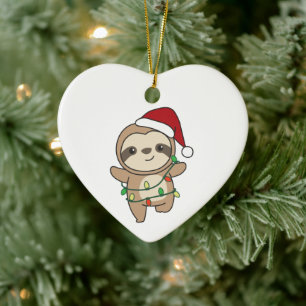Adorno De Cerámica Navidades eslovacos Animales de invierno Sloths Ce