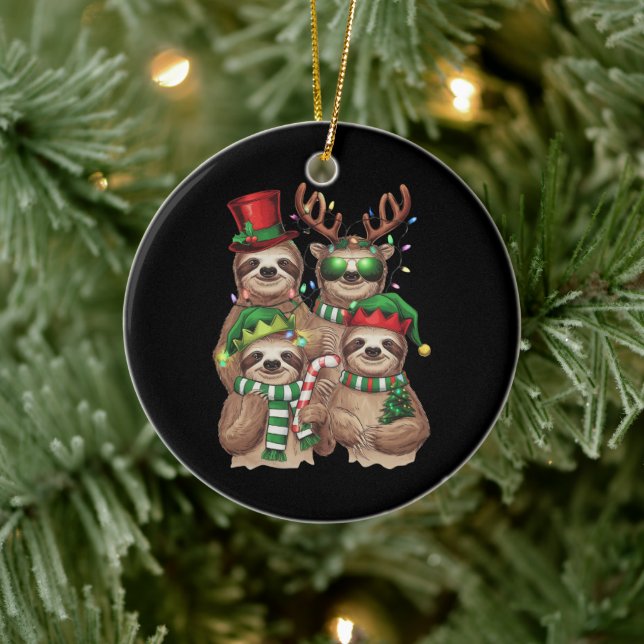 Adorno De Cerámica Navidades eslovacos Merry Slothmas Sloth Lover Reg (Árbol)