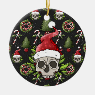 Adorno De Cerámica Navidades espeluznantes Santa Skull