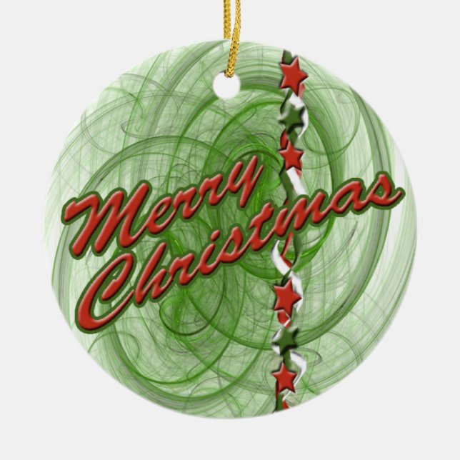 Adorno De Cerámica Navidades Espirales y Estrellas (Frente)