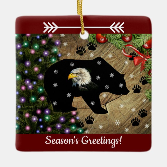Adorno De Cerámica Navidades Espíritus de águila de oso negro (Anverso)