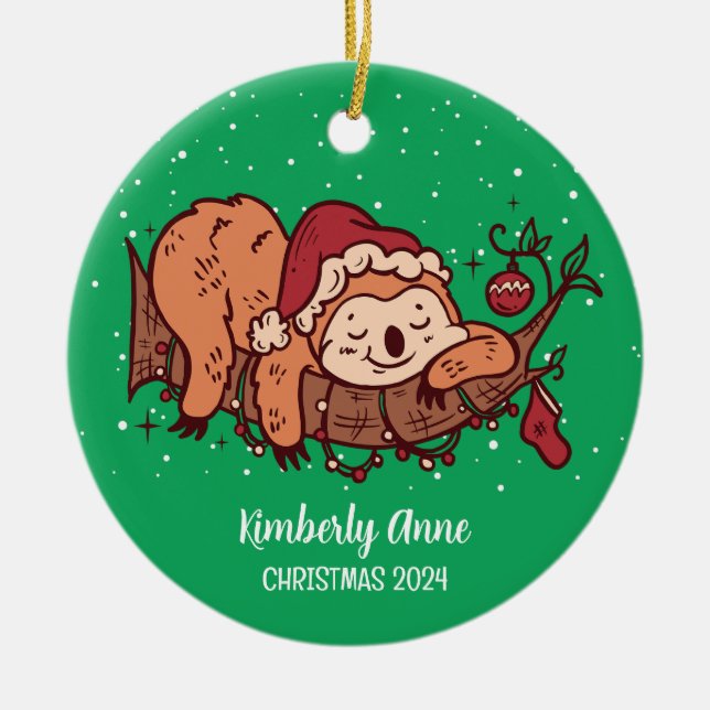 Adorno De Cerámica Navidades espumosos, animales, nevados en vacacion (Frente)