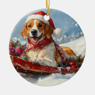 Adorno De Cerámica Navidades estadounidenses de Foxhound en inglés