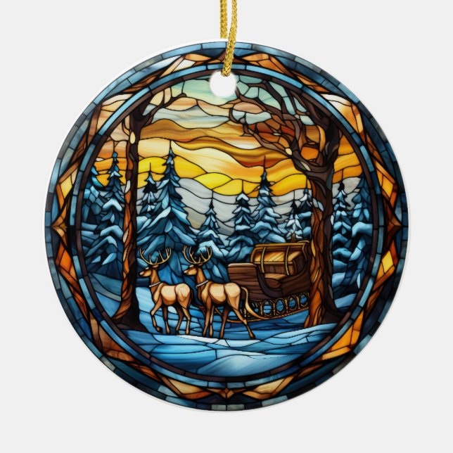 Adorno De Cerámica Navidades estilo de cristal manchado (Frente)