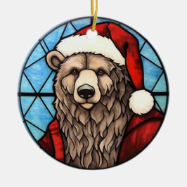 Adorno De Cerámica Navidades Estilo de vidrio manchado de oso