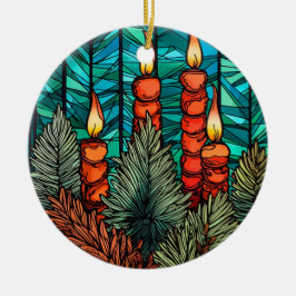 Adorno De Cerámica Navidades Estilo de vidrio manchado de velas