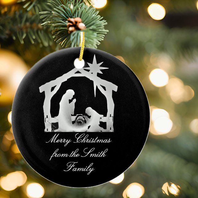 Adorno De Cerámica Navidades Estrella de la Natividad Personalizada (Personalized Nativity Star Christmas Ceramic Ornament)