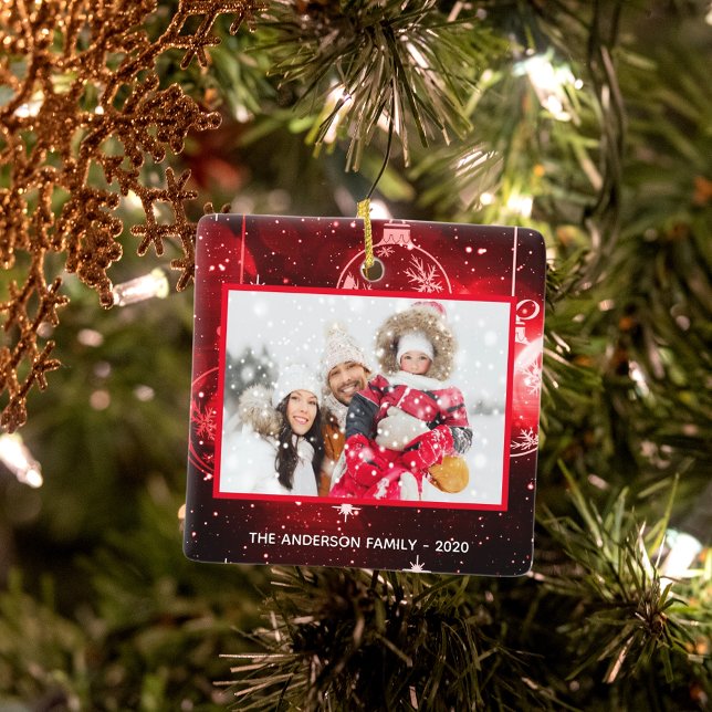 Adorno De Cerámica Navidades familia foto estrellas rojas baubles (Subido por el creador)