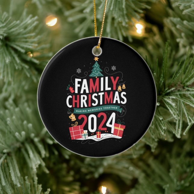 Adorno De Cerámica Navidades familiares 2024 Reuniendo Recuerdos (Árbol)