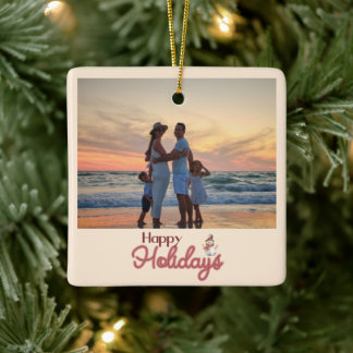 Adorno De Cerámica Navidades familiares amigos acuarela árbol de vaca