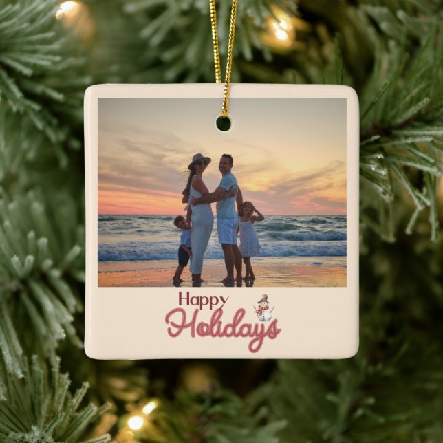 Adorno De Cerámica Navidades familiares amigos acuarela árbol de vaca (Árbol)