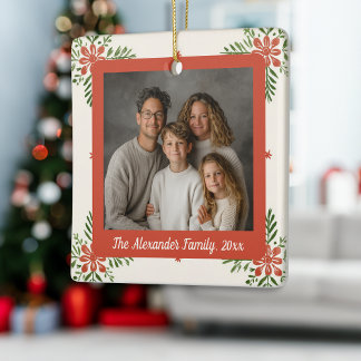 Adorno De Cerámica Navidades familiares de las flores de la inventiva