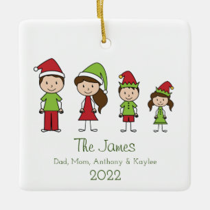 Adorno De Cerámica Navidades familiares personalizados Cute Ornamen c