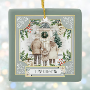 Adorno De Cerámica Navidades familiares personalizados de la Moda Sag