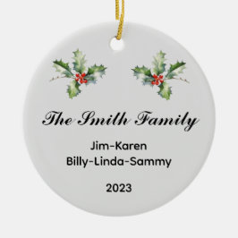 Adorno De Cerámica Navidades familiares personalizados Keepsake