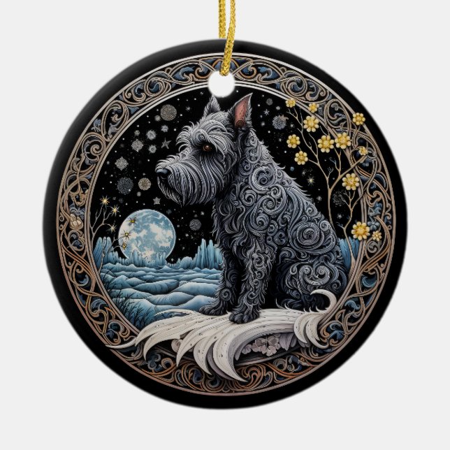 Adorno De Cerámica Navidades Fantasy Scottie (Frente)