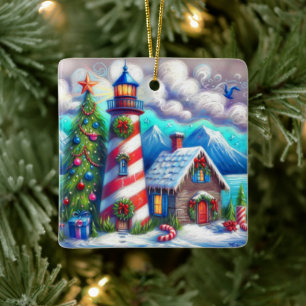 Adorno De Cerámica Navidades faro montaña costera náutica