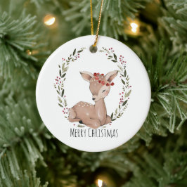 Adorno De Cerámica Navidades Fawn Wreath