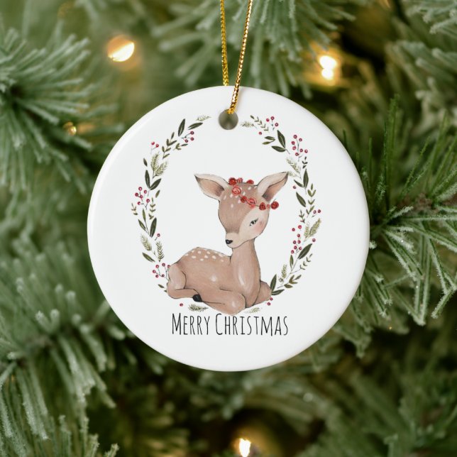 Adorno De Cerámica Navidades Fawn Wreath (Árbol)