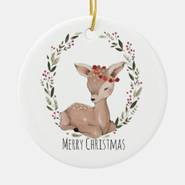 Adorno De Cerámica Navidades Fawn Wreath