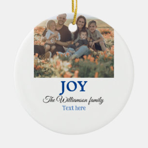 Adorno De Cerámica Navidades felices añaden el nombre de familia foto