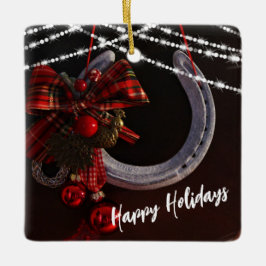 Adorno De Cerámica Navidades Felices Fiestas Personalizadas Horseshoe