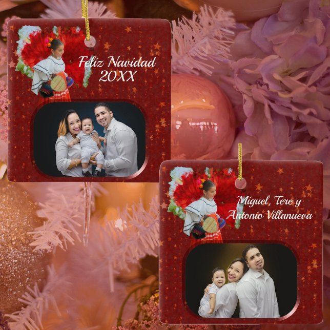 Adorno De Cerámica Navidades felices Flores y estrellas 2555 (Subido por el creador)