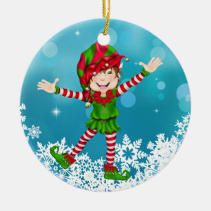 Adorno De Cerámica Navidades Feliz Elf - SRF