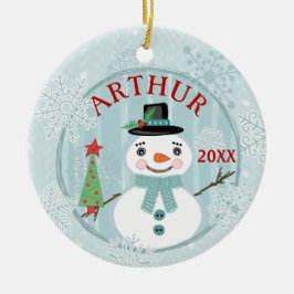 Adorno De Cerámica Navidades Feliz feriado Personalizado de Nieves