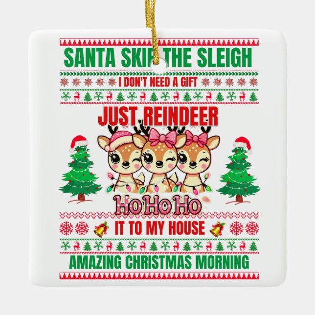 Adorno De Cerámica Navidades Feliz Navidad Por Regalos Renos (Anverso)