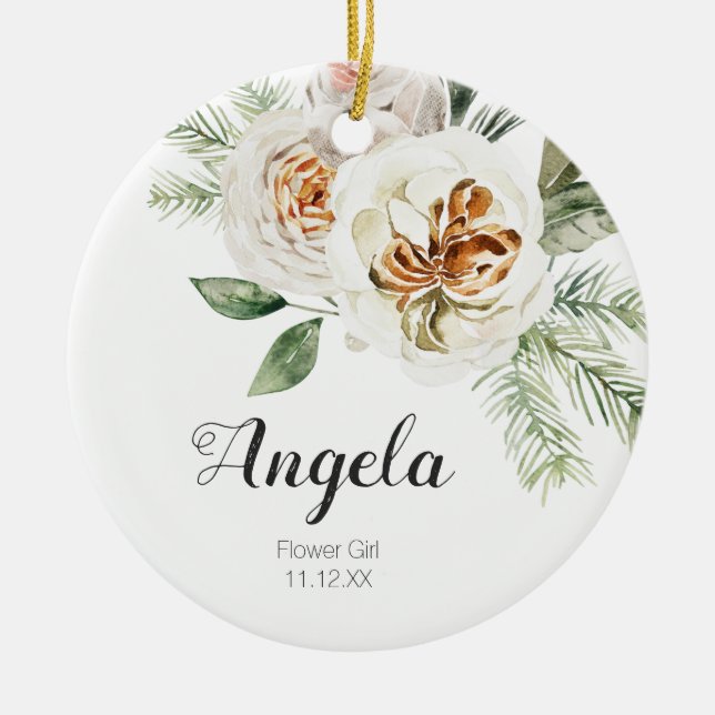 Adorno De Cerámica Navidades femeninas blancas personalizadas (Frente)