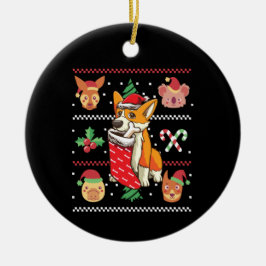 Adorno De Cerámica Navidades feos de galés Corgi Dog