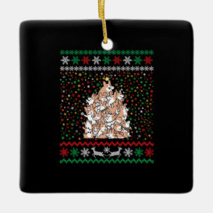 Adorno De Cerámica Navidades feos del árbol de Navidad Corgi