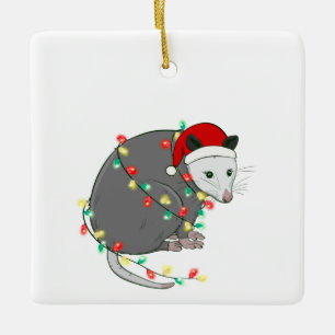 Adorno De Cerámica navidades feos santa claus opossum
