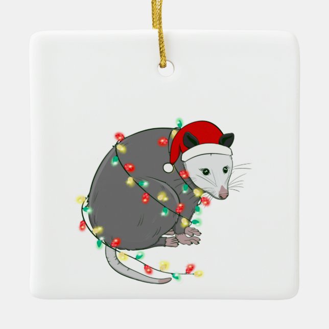 Adorno De Cerámica navidades feos santa claus opossum (Anverso)