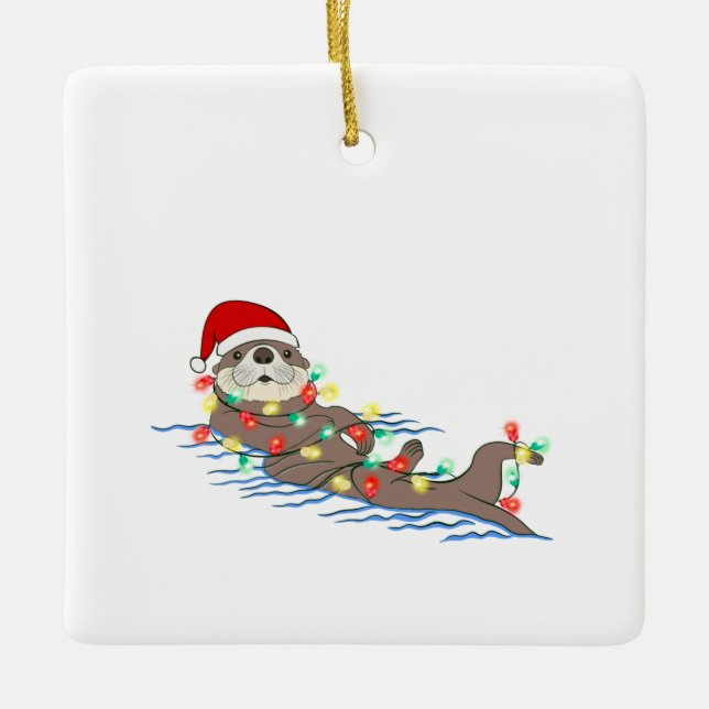Adorno De Cerámica navidades feos santa claus otter (Anverso)