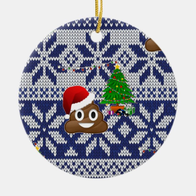 Adorno De Cerámica navidades feos suéter poop emoji (Frente)